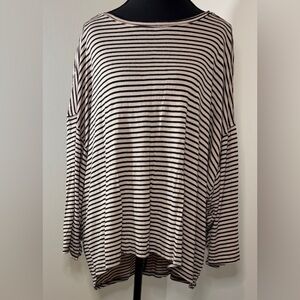 Zig Zag Stripe Black and Tan Women's 3/4 Sleeve Top